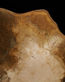 Top detail of the Aurisino table featuring layered textures and organic earth-toned resin composition