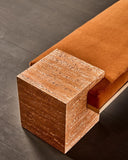 Luxury travertine bench with a bold architectural profile. Designed as a statement seating piece for modern interiors.