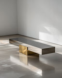 Luxury X-or Bench showcasing a distinctive geometric structure and contemporary aesthetic. Sculptural seating piece for curated modern interiors.