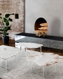 Designer floor mirror with a contemporary circular silhouette. Crafted to highlight natural materials and textures.