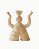 Sculptural storage object handcrafted from woven natural fibre with organic detailing. A designer object created for contemporary luxury interiors.