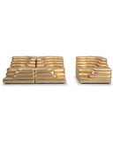 DS-1025 Terrazza modular leather sofa in a combined configuration upholstered in a gold leather finish. A sculptural designer sofa that brings warmth and architectural character to luxury living spaces.