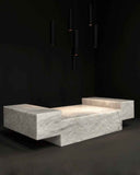 CRYSTAL | Square Marble Coffee Table | Sculptural Stone Furniture