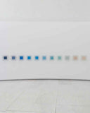 Close up of a single square wall art piece in pale beige gradient