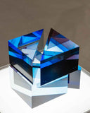  Close up of a single square wall art piece in deep blue gradient
